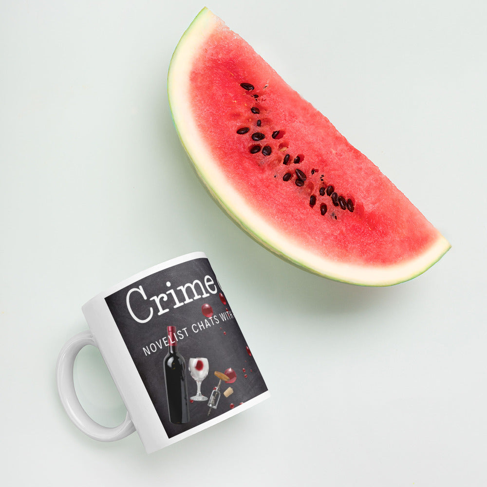 Crime & Wine White glossy mug